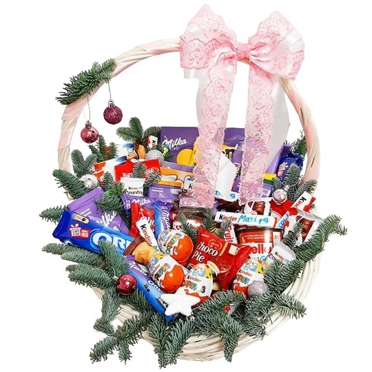 Букет цветов "Новогодняя корзина №1" Букет цветов "Новогодняя корзина №1"